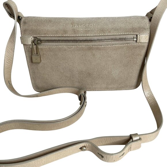 Halston Heritage Beige Leather Crossbody Bag - Picture 1 of 8